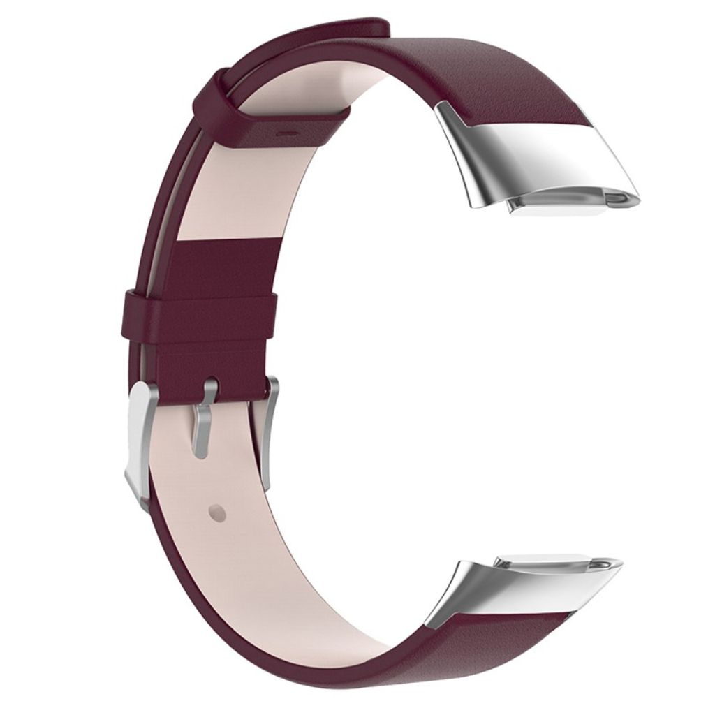 Fitbit Charge 6/5 Kellonranneke, Nahkaa - Punainen