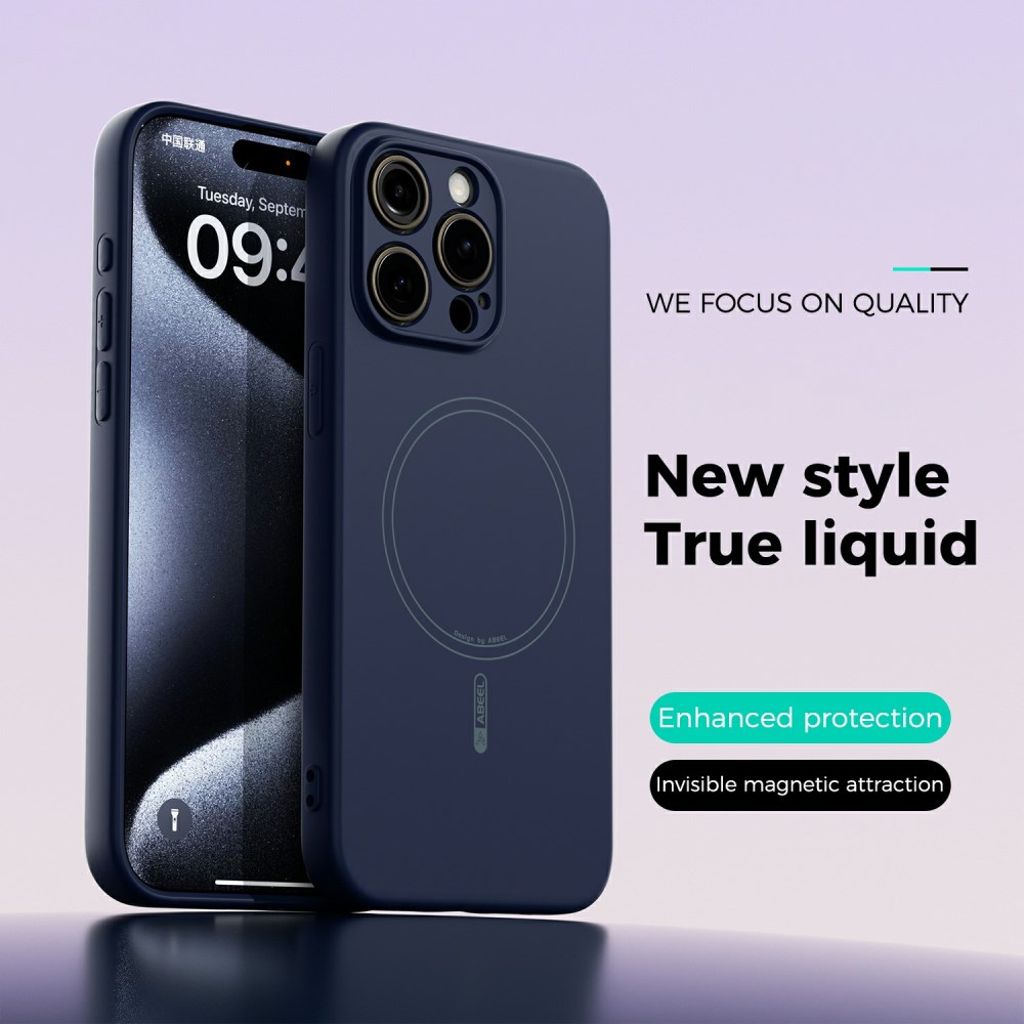 ABEEL iPhone 13 Pro Max MagSafe-yhteensopiva Liquid Silicone Kuori – Tummansininen