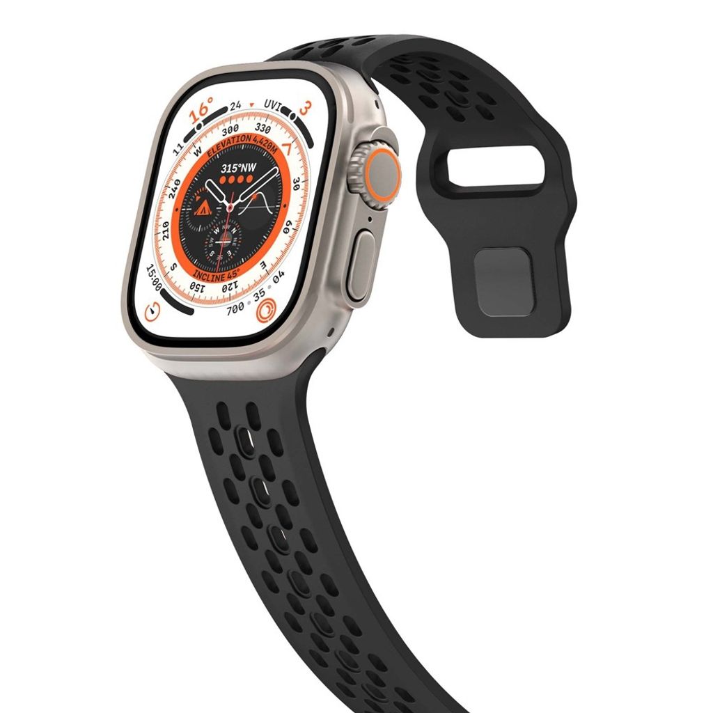 Apple Watch 42/44/46/49mm Silikone Urrem – Sort