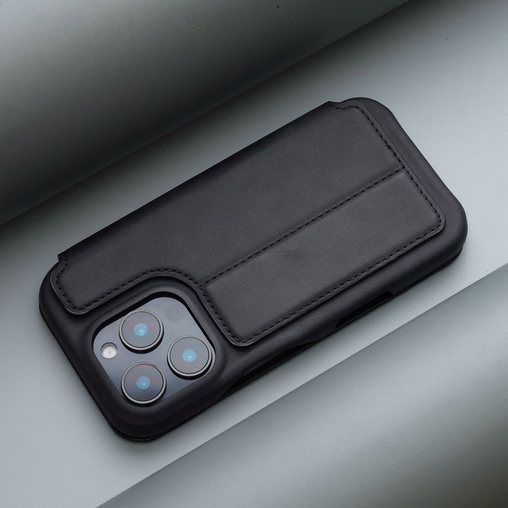 LC.IMEEKE Lommeboketui Kortholder Stativ for iPhone 16 Pro Max – Svart