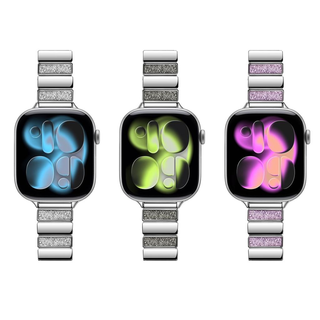 Apple Watch 42/41/40/38mm Klockarmband i rostfritt stål med glitter - Grå