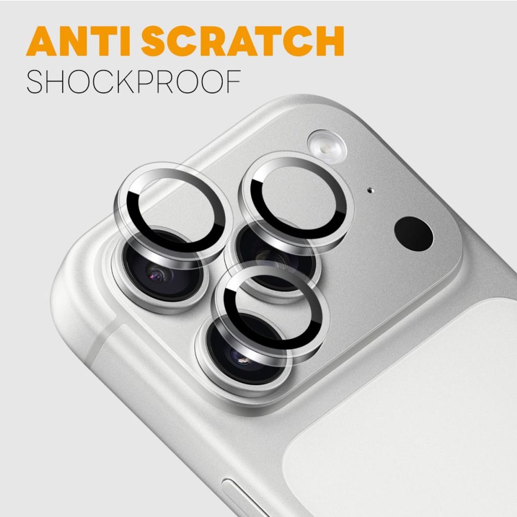 NORTHJO iPhone 18 Pro/18 Pro Max -linssinsuoja karkaistusta lasista, metallirengas - läpinäkyvä