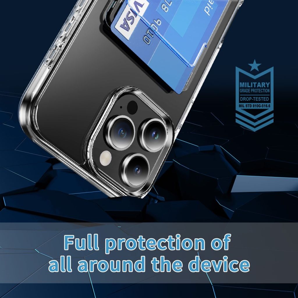 iPhone 16 Pro Max Skal med Korthållare – Transparent