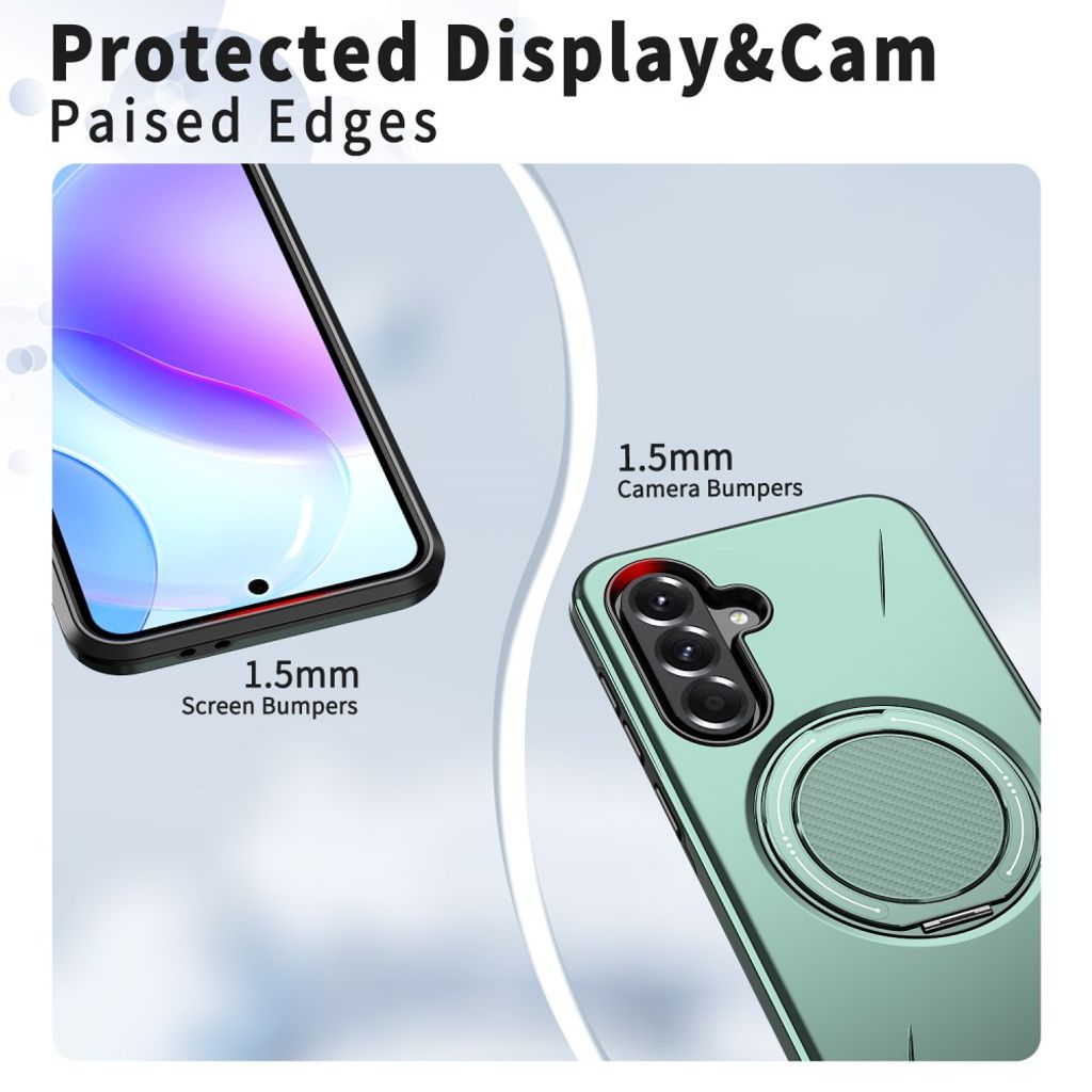 Samsung Galaxy A27 5G MagSafe-kuori pyörivällä rengastelineellä - Vihreä