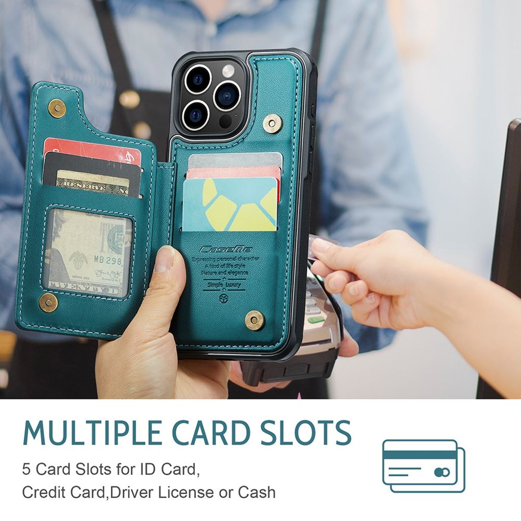 CASEME iPhone 15 Pro Max Skal med 5 Kortfack - Grön