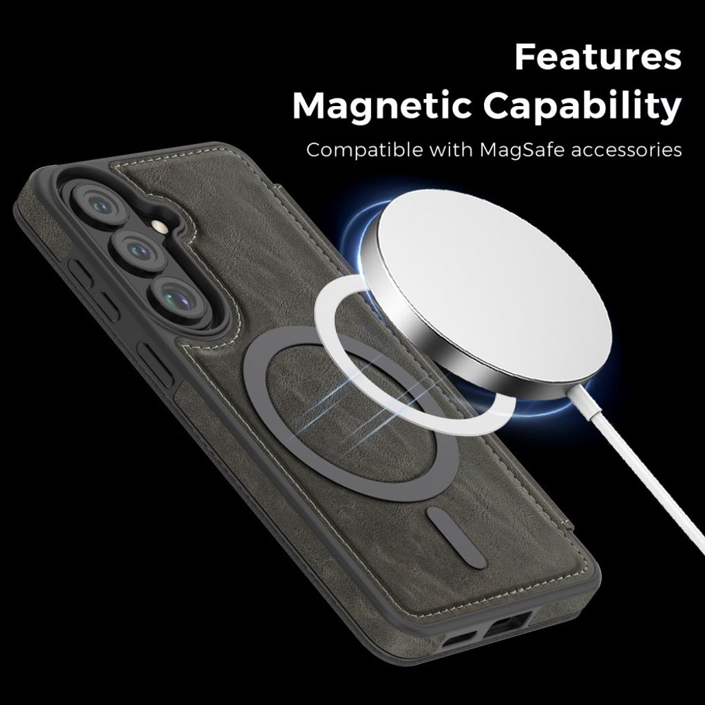 Samsung Galaxy S29 MagSafe Lompakkokotelo - Harmaa