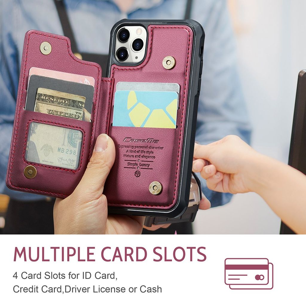 CASEME iPhone 11 Pro Cover med 5 Kortplads - Rød