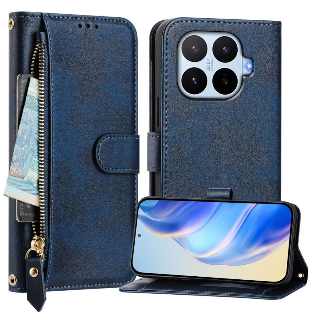 Xiaomi 17T Pro Lompakkokotelo vetoketjulla - Sininen