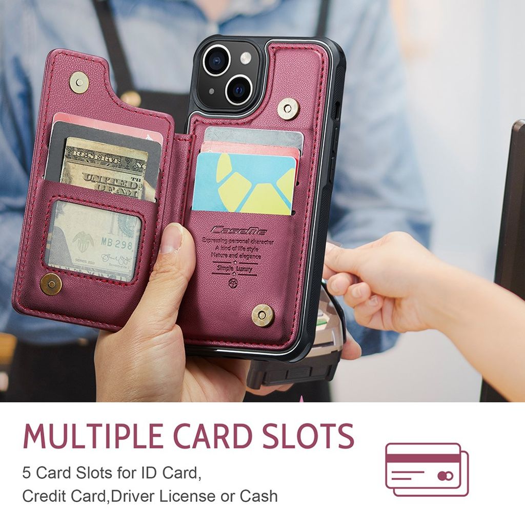 CASEME iPhone 14 Plus Lommebokdeksel RFID-blokkerende - Rød