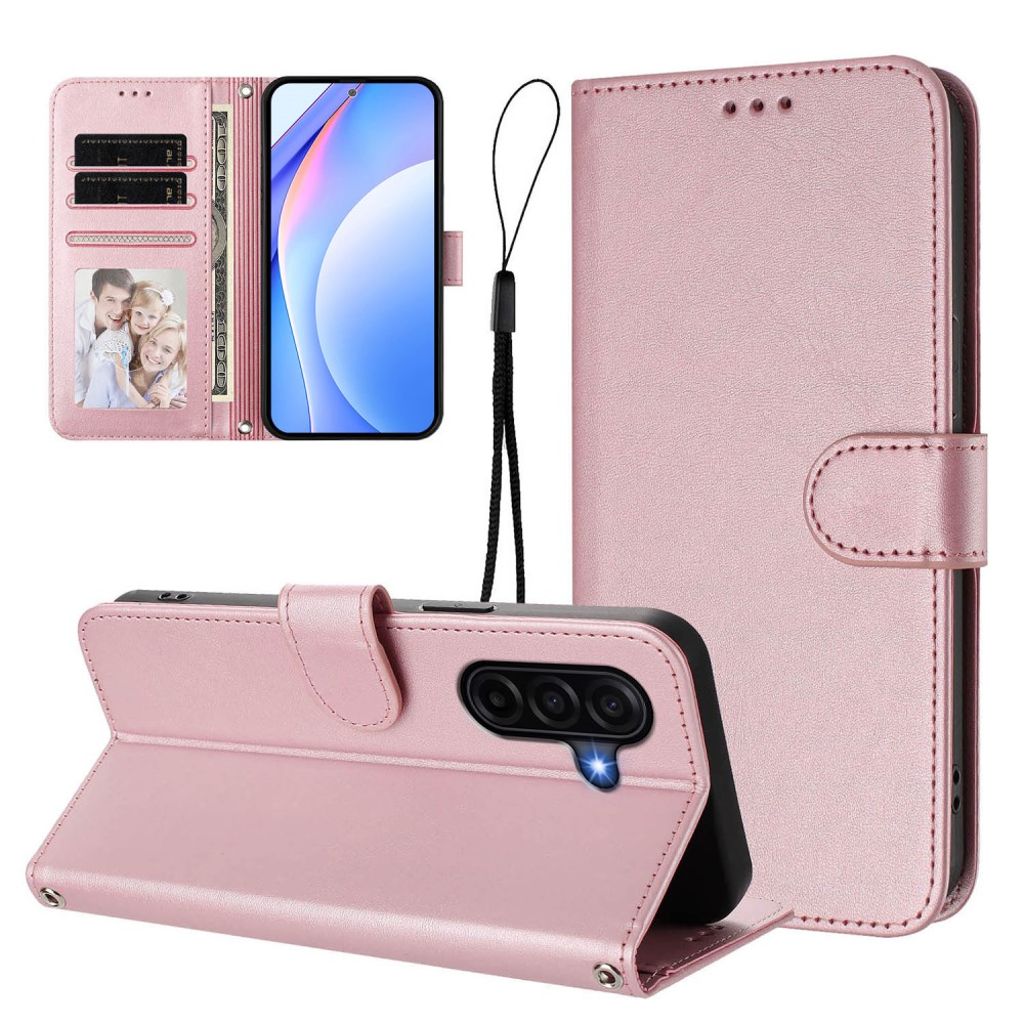 Samsung Galaxy A57 5G Pungetui RFID-blokerende PU læder Stativ - Lyserød