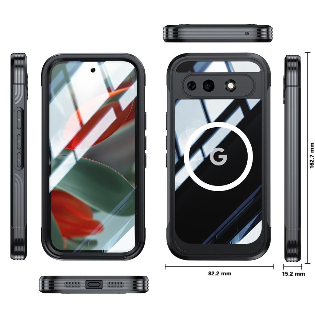 Google Pixel 10a MagSafe Skal med Härdat Glas Skärmskydd - Svart