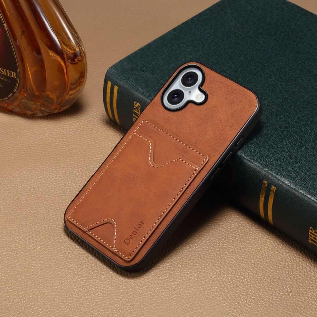 DENIOR iPhone 17 Cover med Stativ - Brun