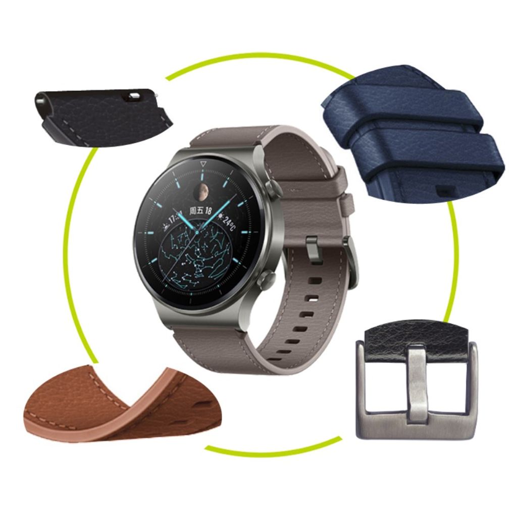 Huawei Watch GT 2 46mm/GT 2 Pro Klockarmband PU-Läder – Grå