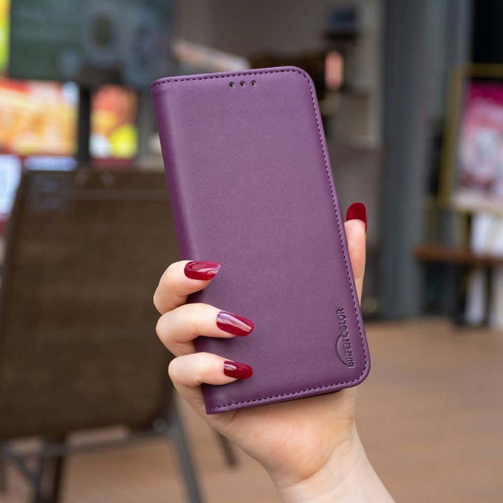 BINFEN COLOR iPhone 16 Wallet Cover – Dark Purple