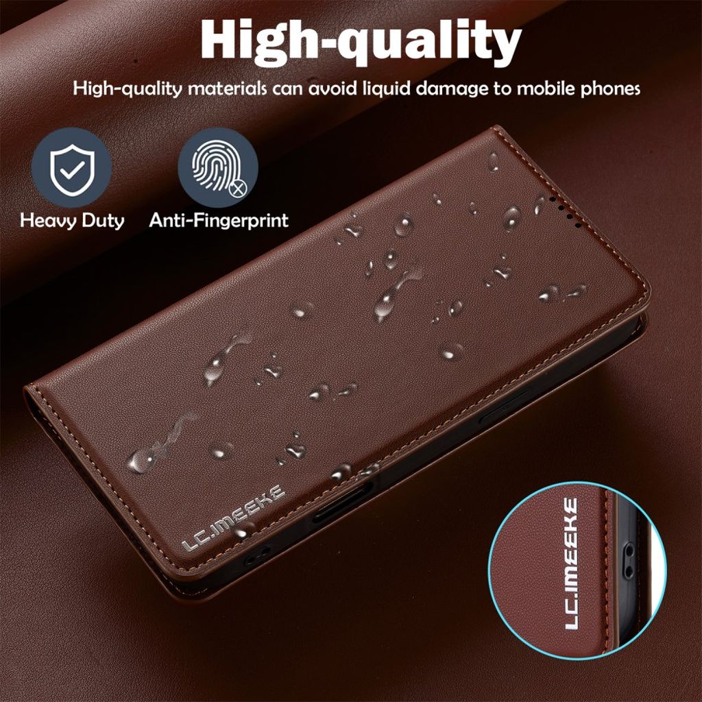 LC.IMEEKE iPhone 17 Wallet Cover - Brown