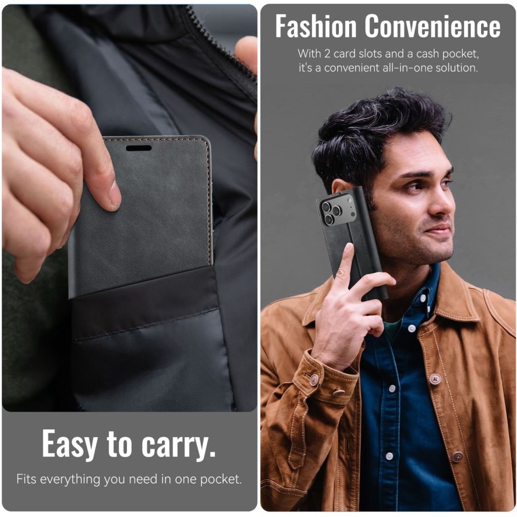 CASEME iPhone 18 Pro/17 Pro RFID-estävä Lompakkokotelo - Musta