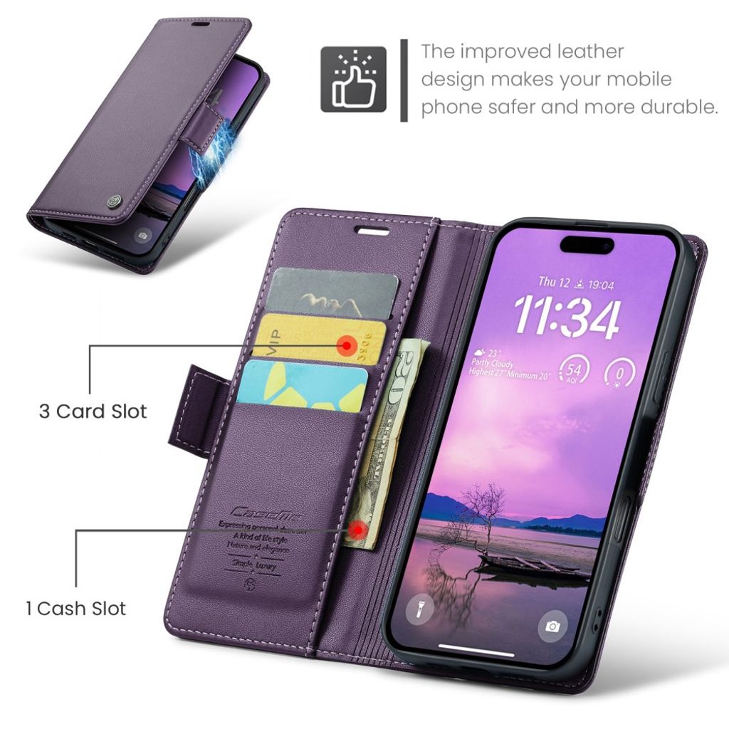 CASEME iPhone 16 Cover with Card Slots - Purple