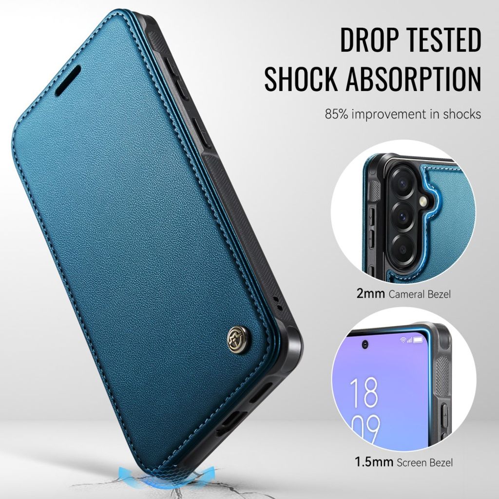 CASEME 053 Samsung Galaxy A17/A16/A26 Lompakkokotelo MagSafe RFID-estävä - Sininen