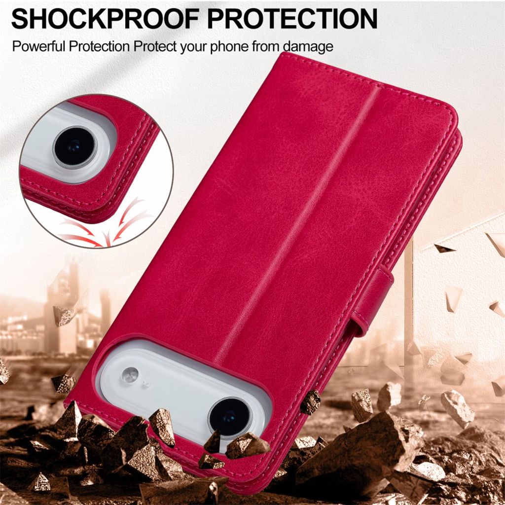 LC.IMEEKE iPhone 17 Air Pung-etui med Stander – Lyserød