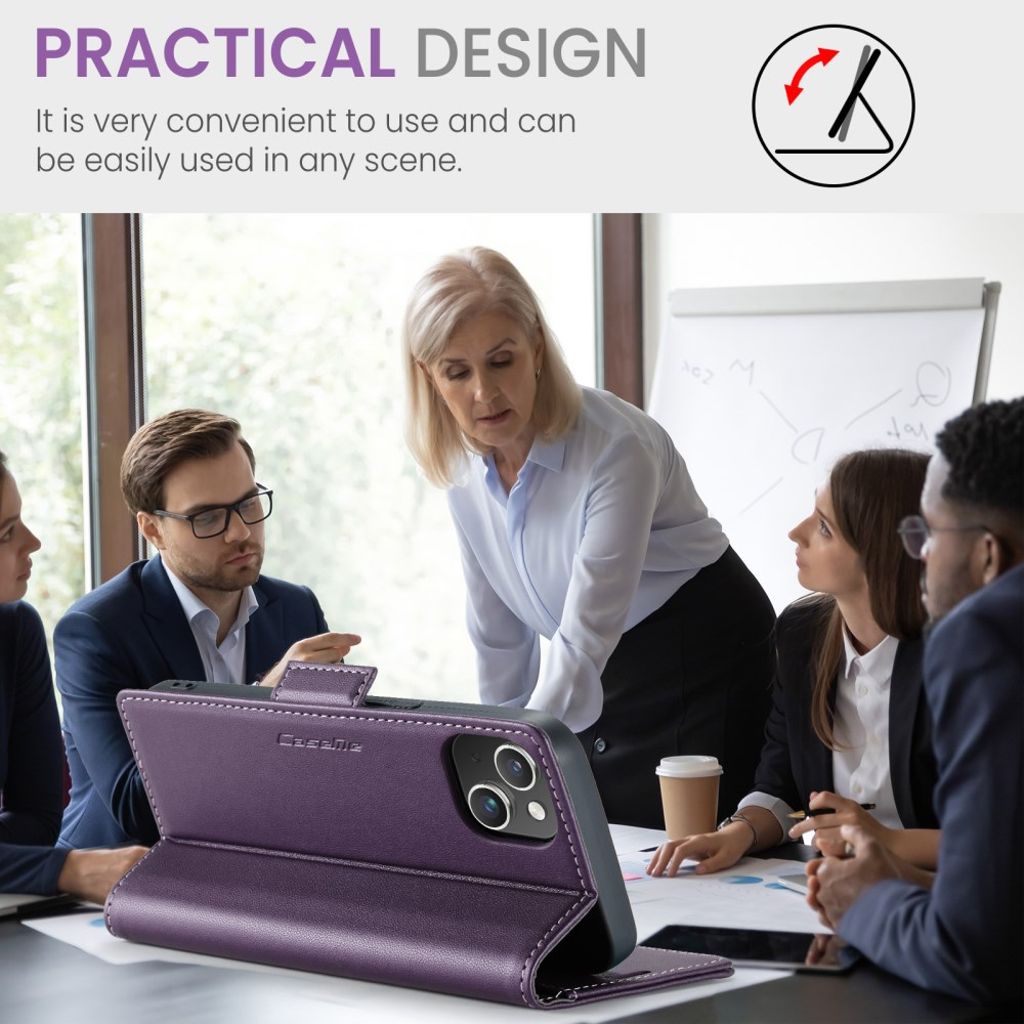 CASEME iPhone 15 Wallet Cover RFID Blocking - Purple