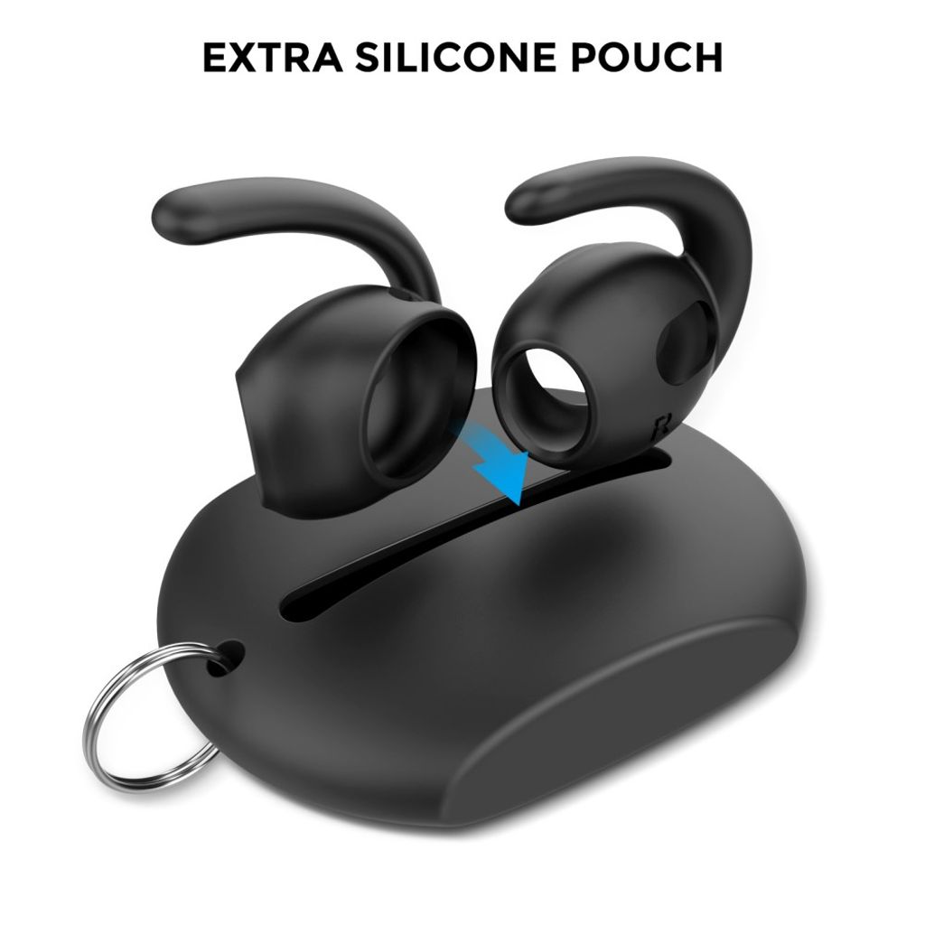 AHASTYLE Apple AirPods Pro 3 Ørekroge 3 Par, størrelse M og Cover - Sort