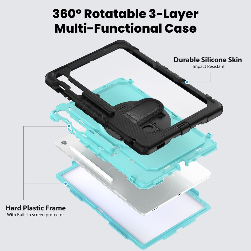 Samsung Galaxy Tab S10 FE Plus Case with Shoulder Strap - Blue