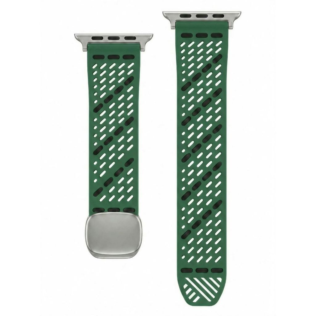 Apple Watch 42 / 41/ 40 / 38mm Klockarmband i Silikon - Armégrön/Svart