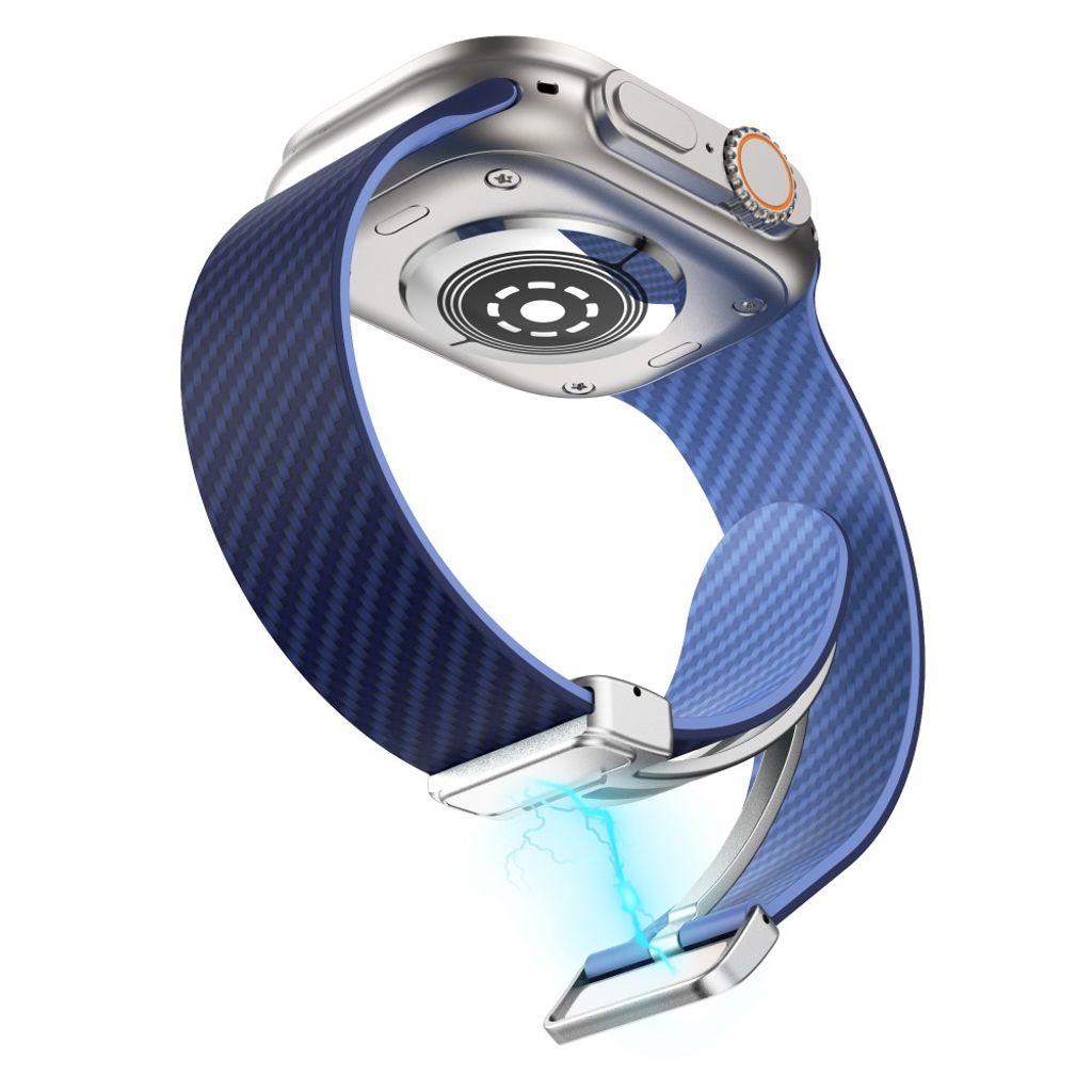 Apple Watch 49 / 46 / 44 / 42mm Klockarmband kolfibertextur - Blå
