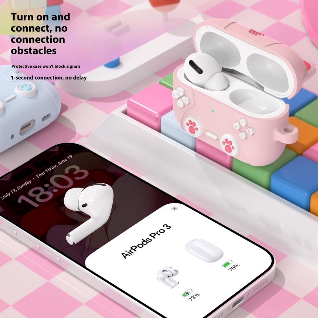 Apple AirPods Pro 3 Cover Spilkonsol Kat - Grå