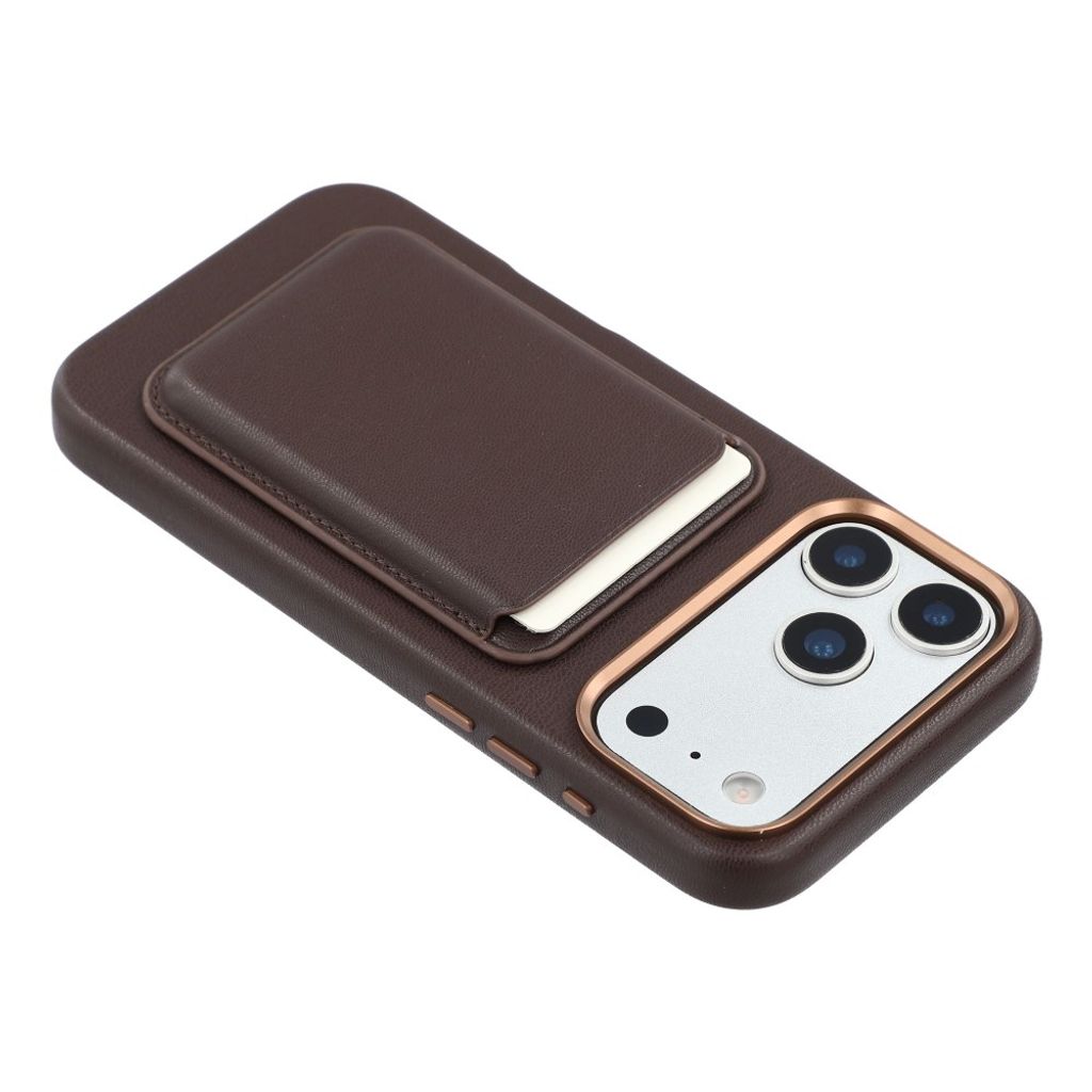 iPhone 18 Pro/17 Pro Deksel med kortlomme PU-skinn - Mørk Brun