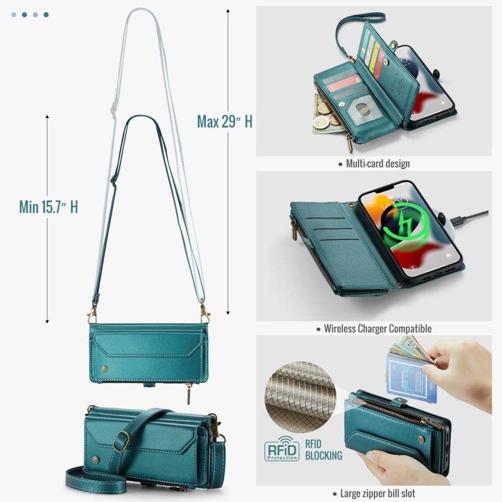 CASEME iPhone 13 Pro Max Lompakkokotelo Korttipaikat - Vihreä