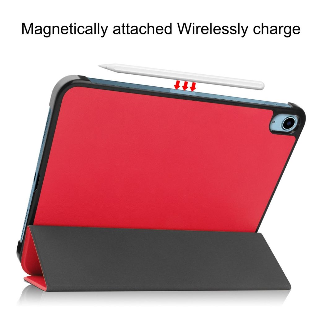 iPad A16 11" 2025/10.9" 2024 Tri-fold flip cover i kunstlæder - Rød
