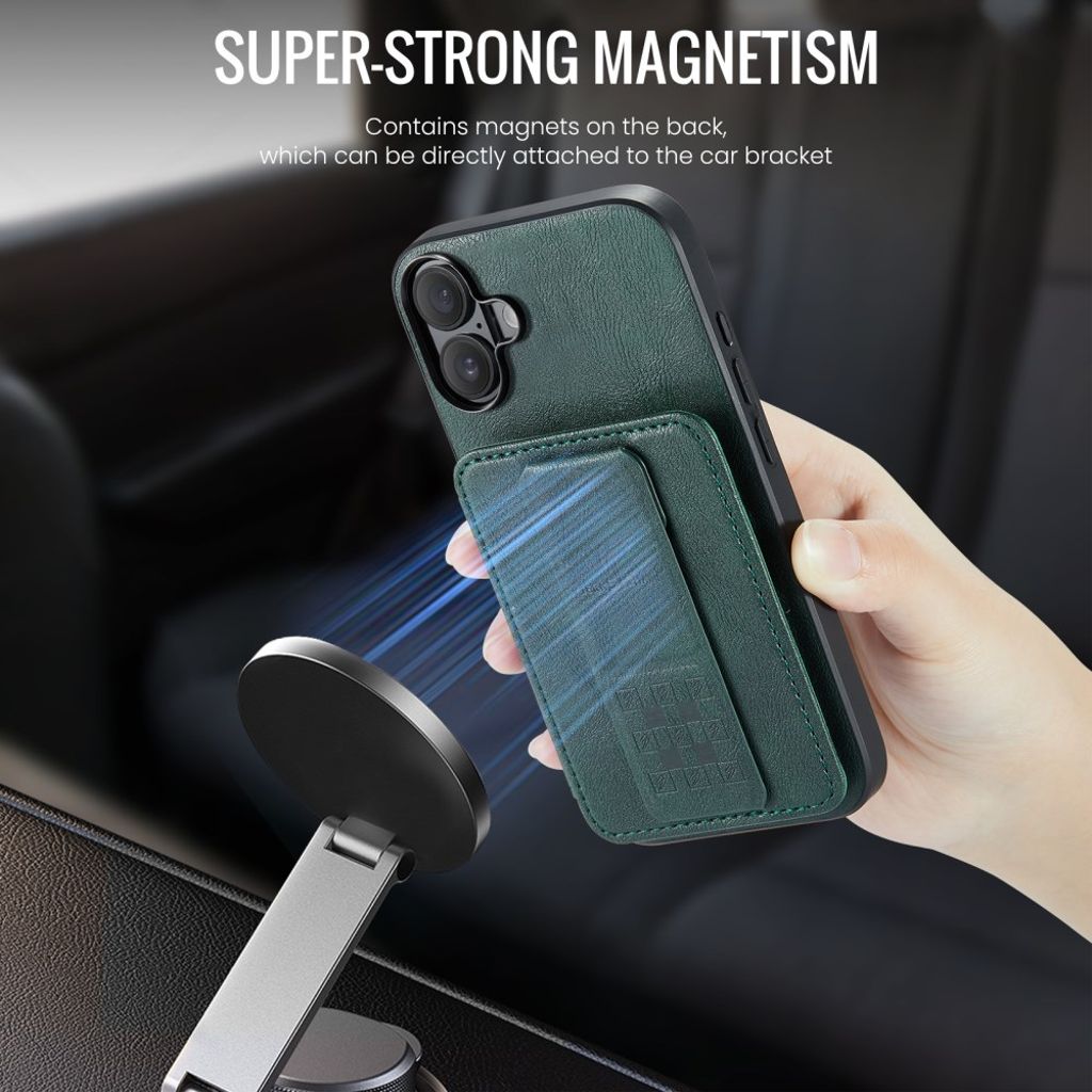 FIERRE SHANN iPhone 16 Case with Card slots - Green