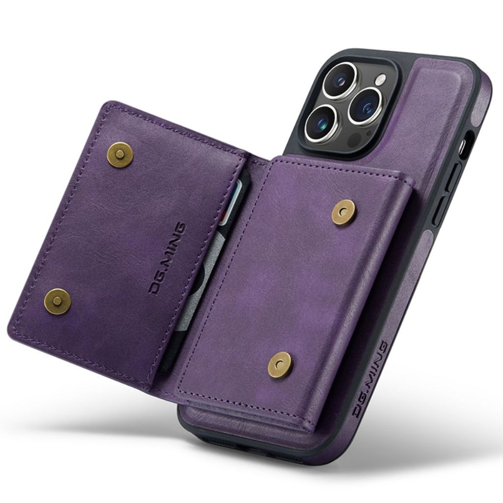 DG.MING iPhone 13 Pro Max Lompakkokuori RFID-estävä 2-in-1 - Violetti