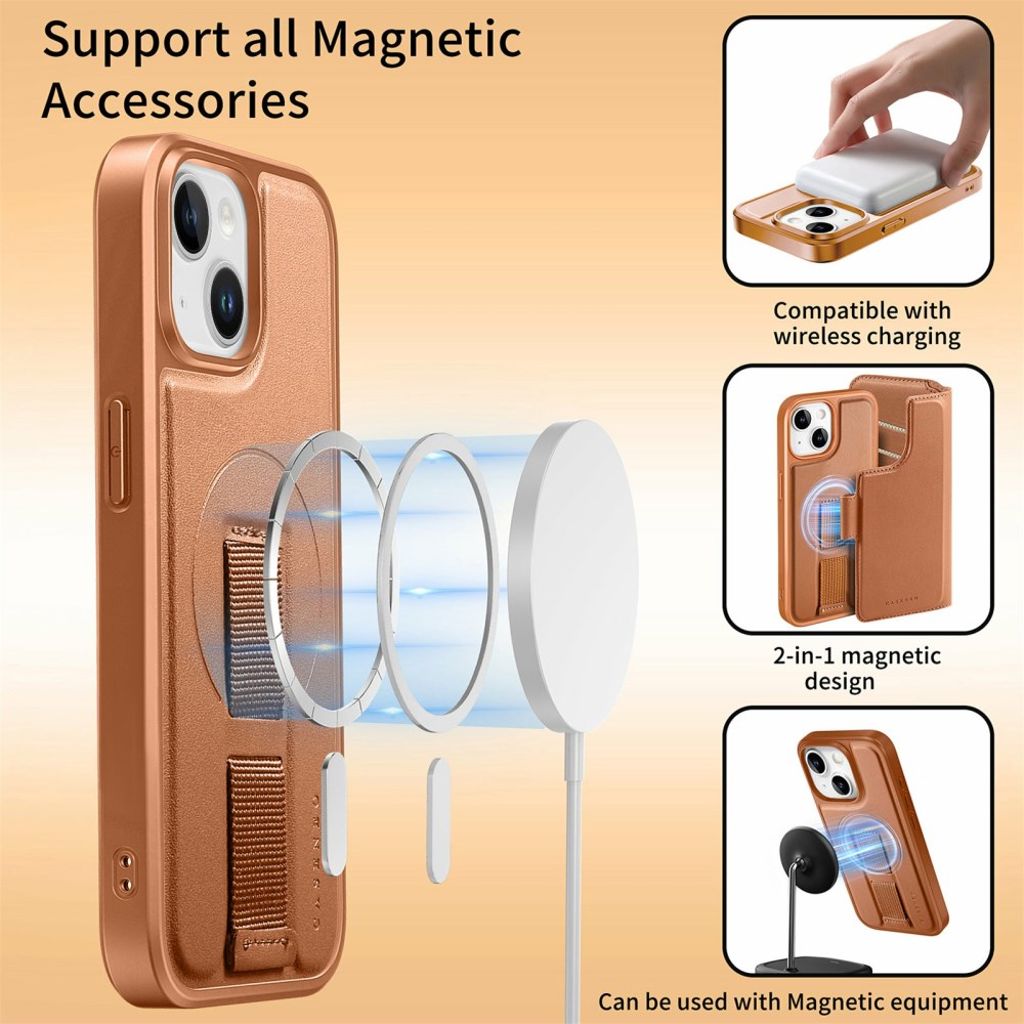 CASENEO iPhone 15 MagSafe Wallet Cover - Brown