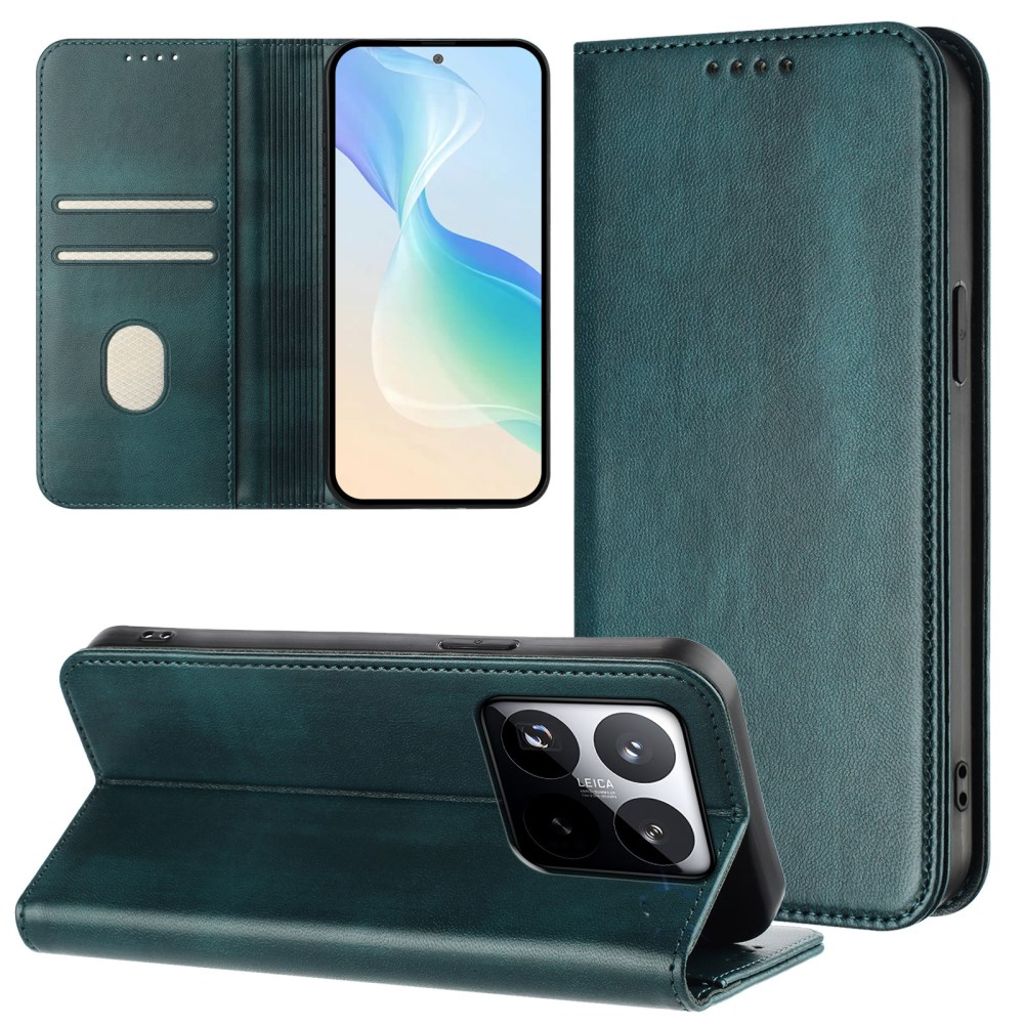 Xiaomi 15T Wallet Cover with RFID Blocking - Dark Green