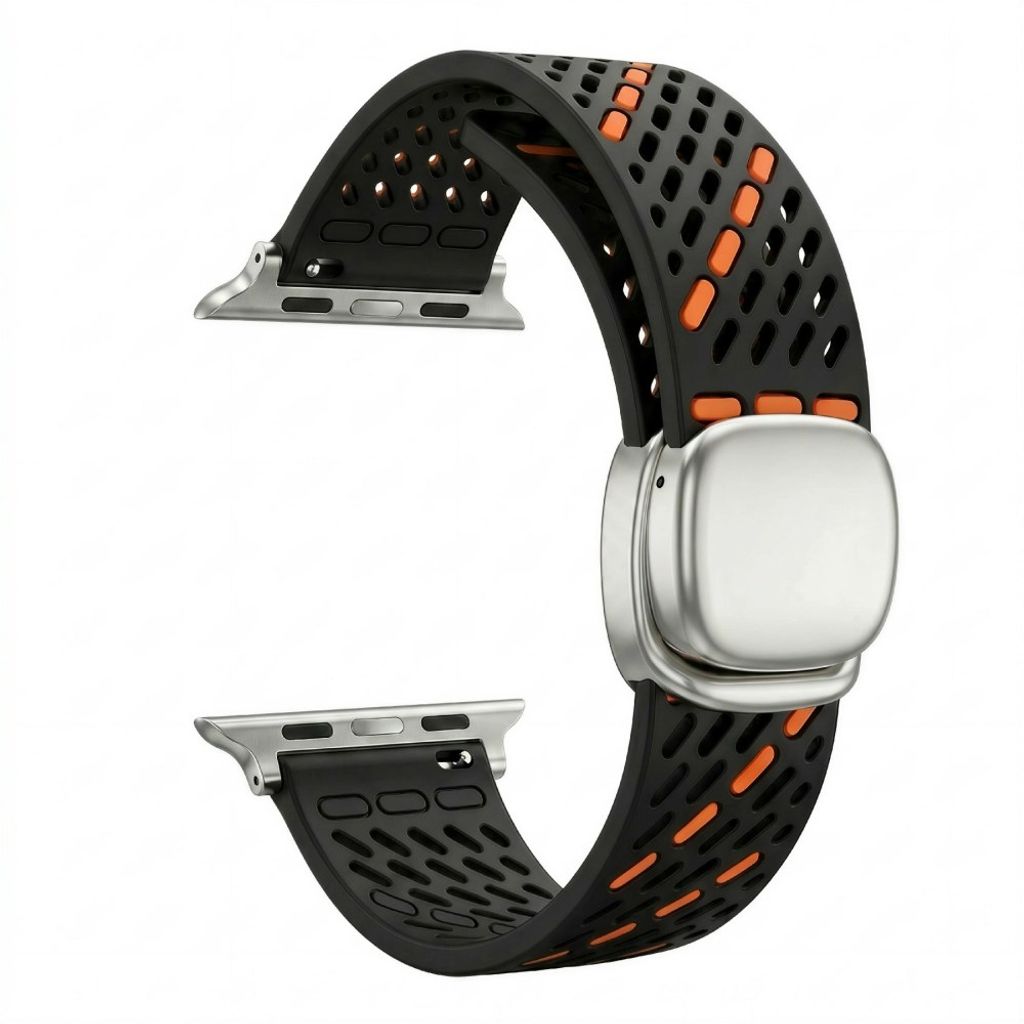 Apple Watch 42 / 41/ 40 / 38mm Klockarmband i Silikon - Svart/Orange