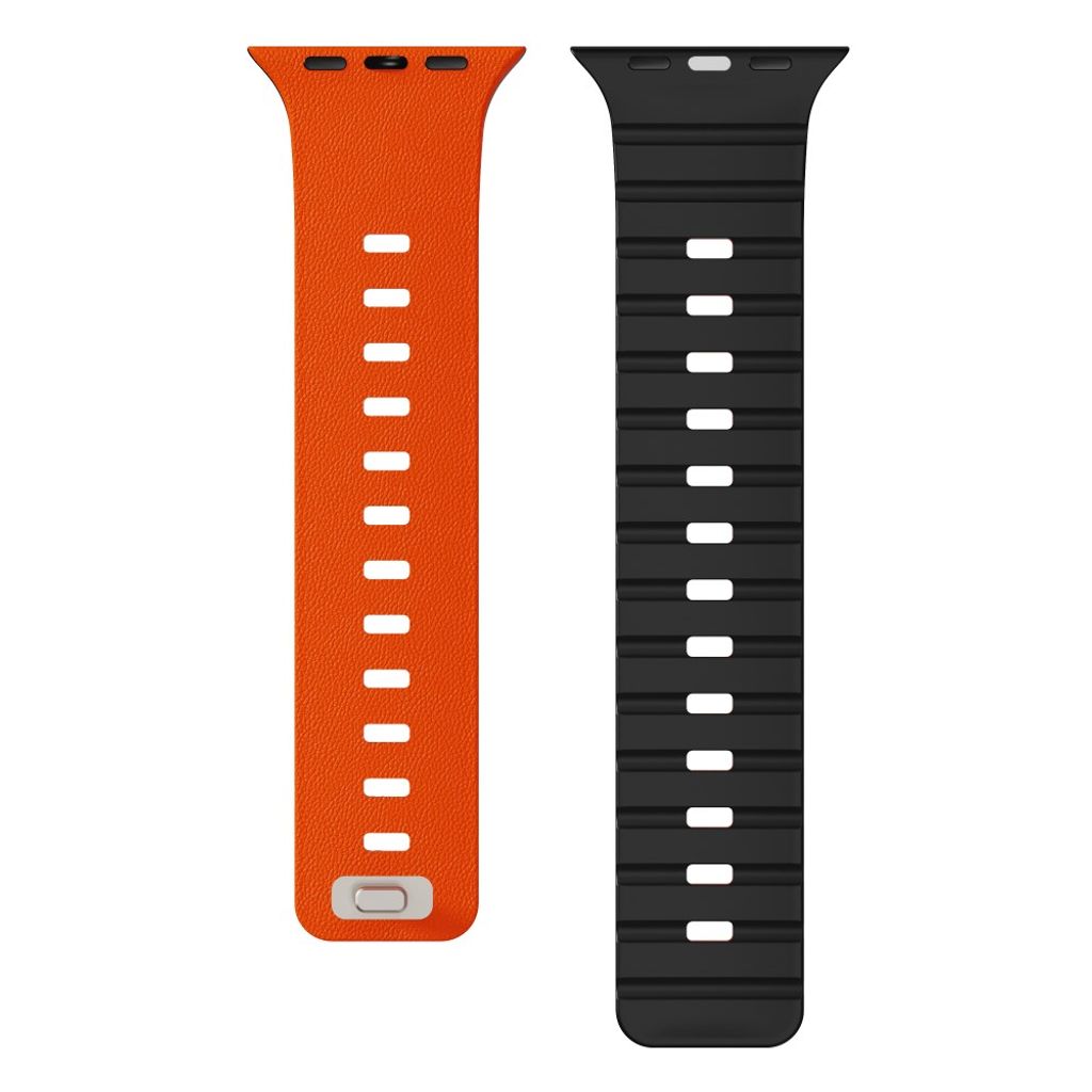 Apple Watch 49/46/44/42mm Klockarmband i texturerat silikon - Orange/Svart