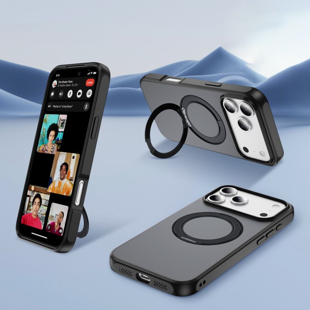 iPhone 18 Pro/17 Pro MagSafe Deksel med ringstøtte - Svart