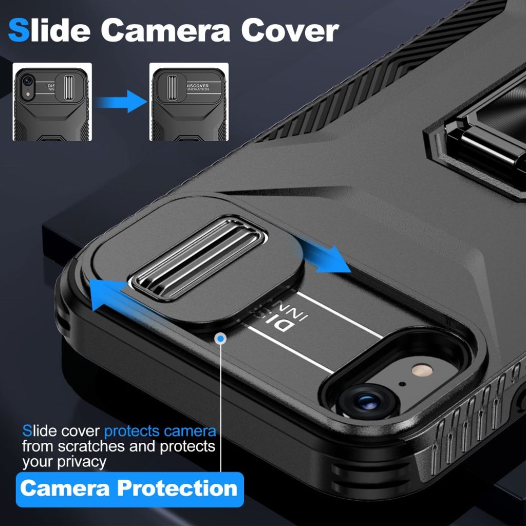 iPhone XR Skal Magnetisk Stativring - Svart