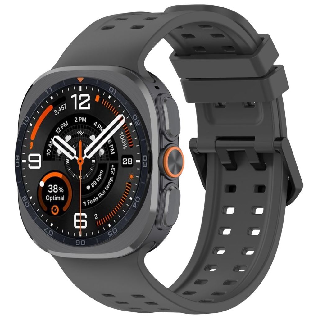 Samsung Galaxy Watch Ultra/Ultra2 silikon klokkerem med dobbeltstiftspenne - Mørkgrå