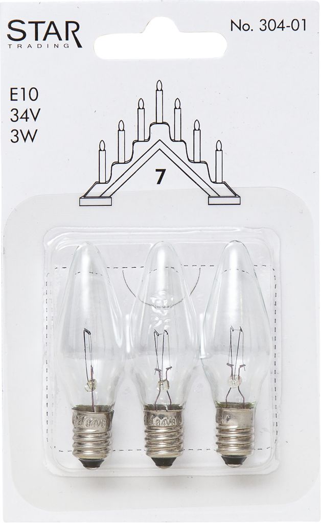 3-pack lampa till adventsljusstake LED E10 34V Dimbar