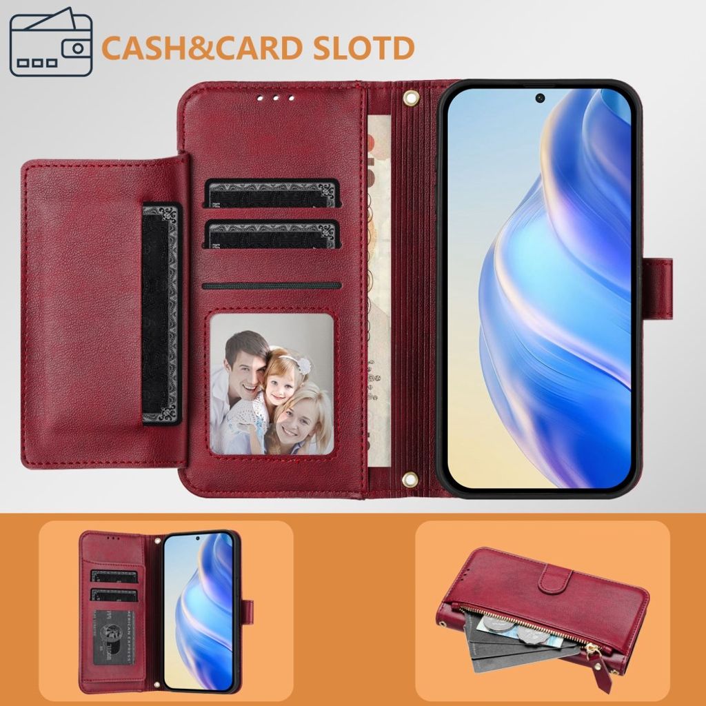 Xiaomi 17T Pro Lompakkokotelo vetoketjulla - Punainen