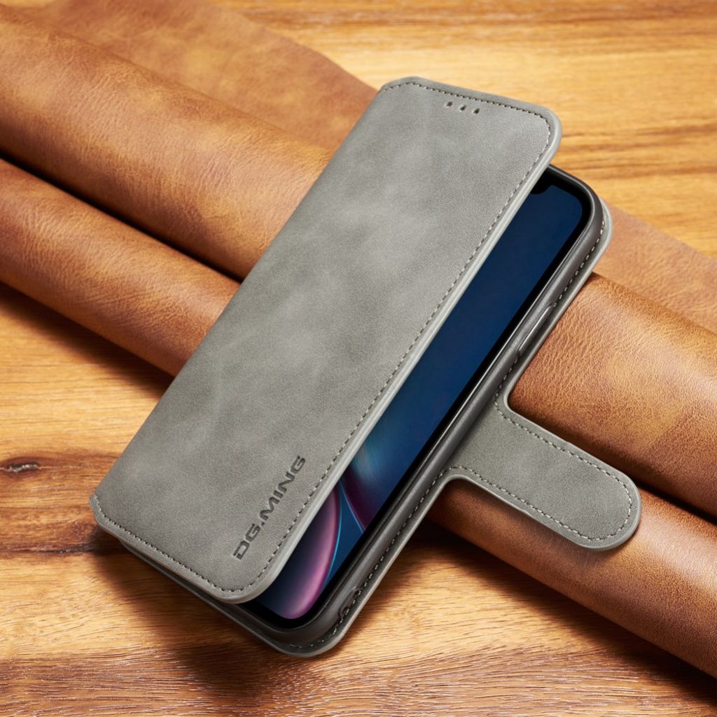 DG.MING Plånboksfodral Stativ för iPhone XR – Grå