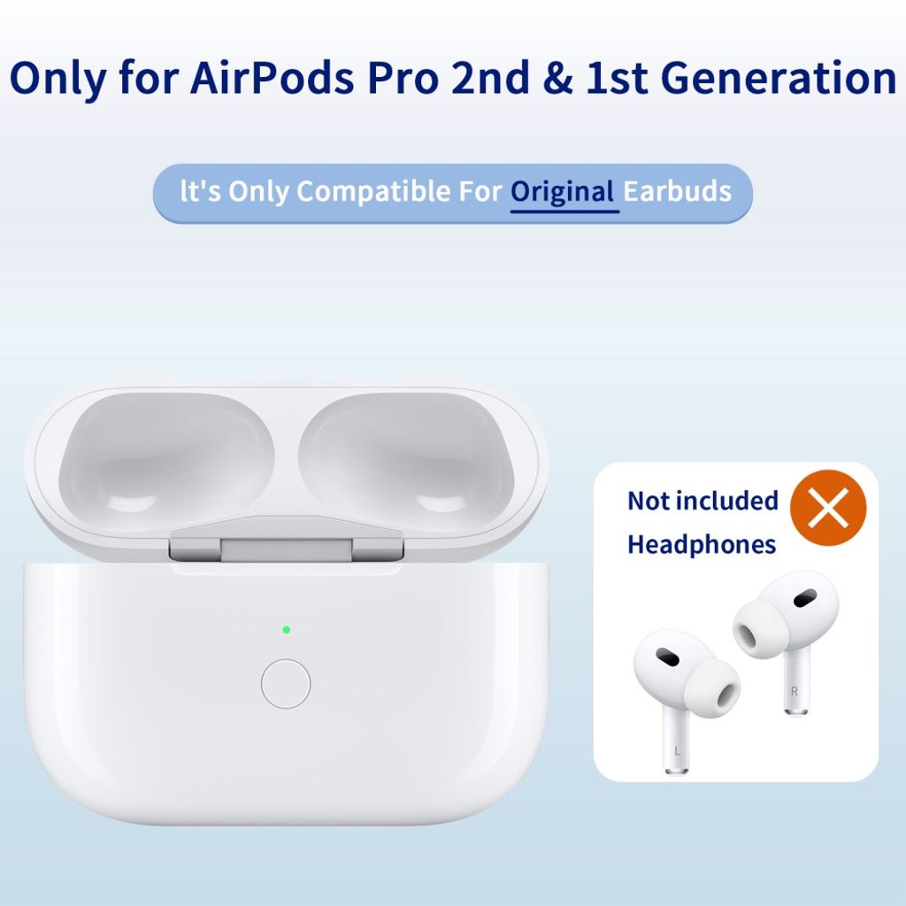 AirPods Pro 2/Pro ladeetui med Lightning-port 680 mAh trådløs lading – hvit