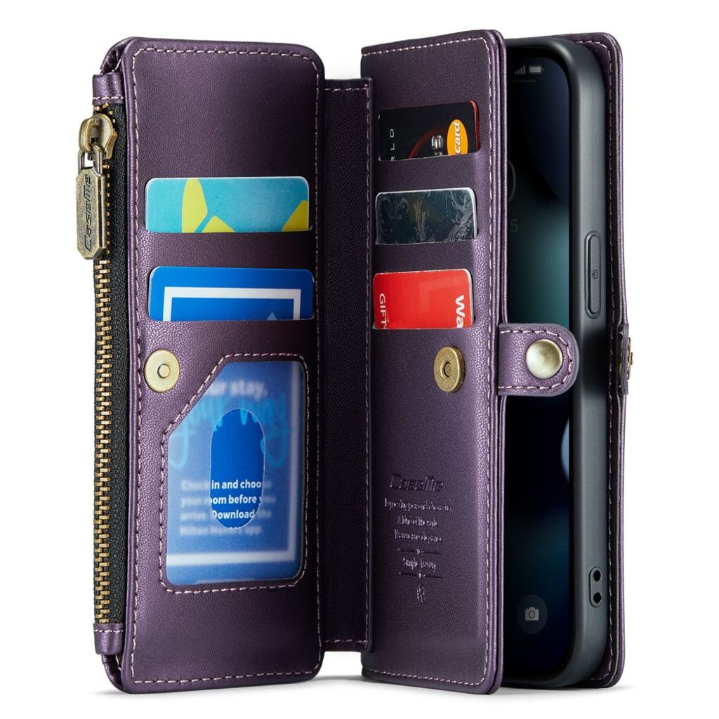 CASEME iPhone 13 mini Lompakkokotelo RFID-estävä Jalustalla – Violetti