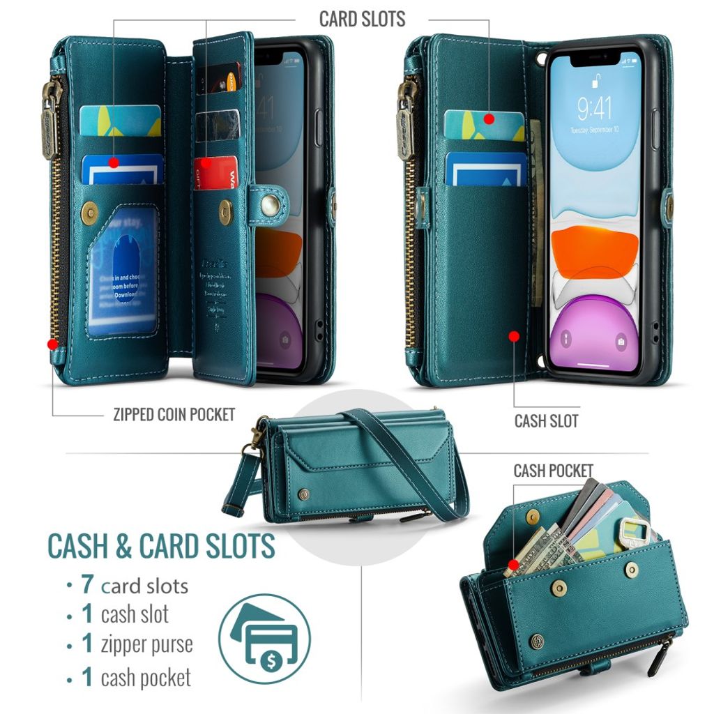 CASEME iPhone 11 Fodral med 10 Kortfack - Grön