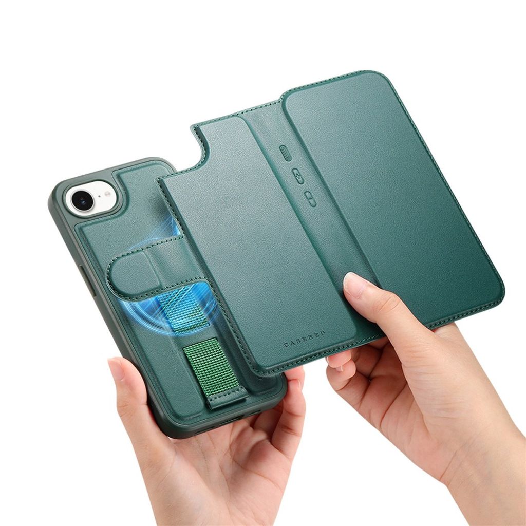 CASENEO iPhone 16e Plånboksfodral RFID-blockerande MagSafe – Grön