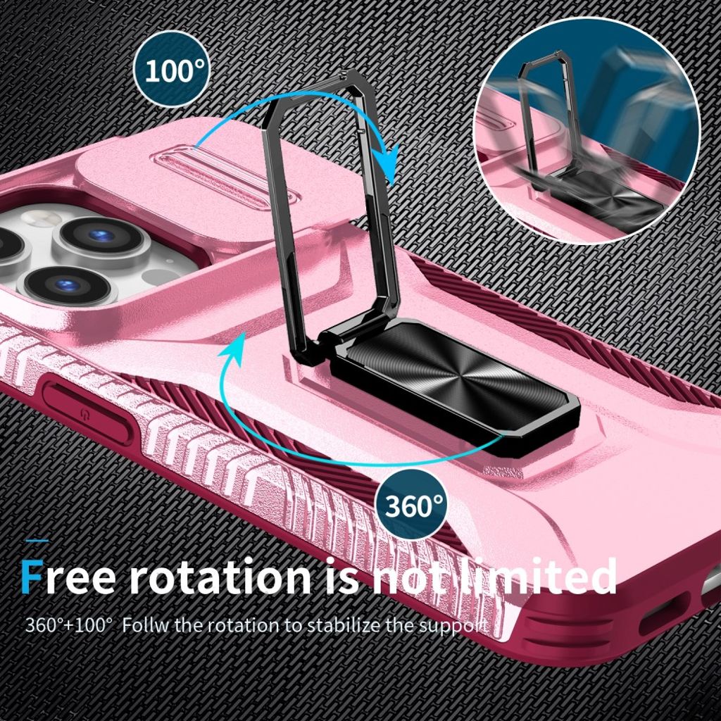 iPhone 14 Pro Skal Ringställ/Kameraskydd – Rosa