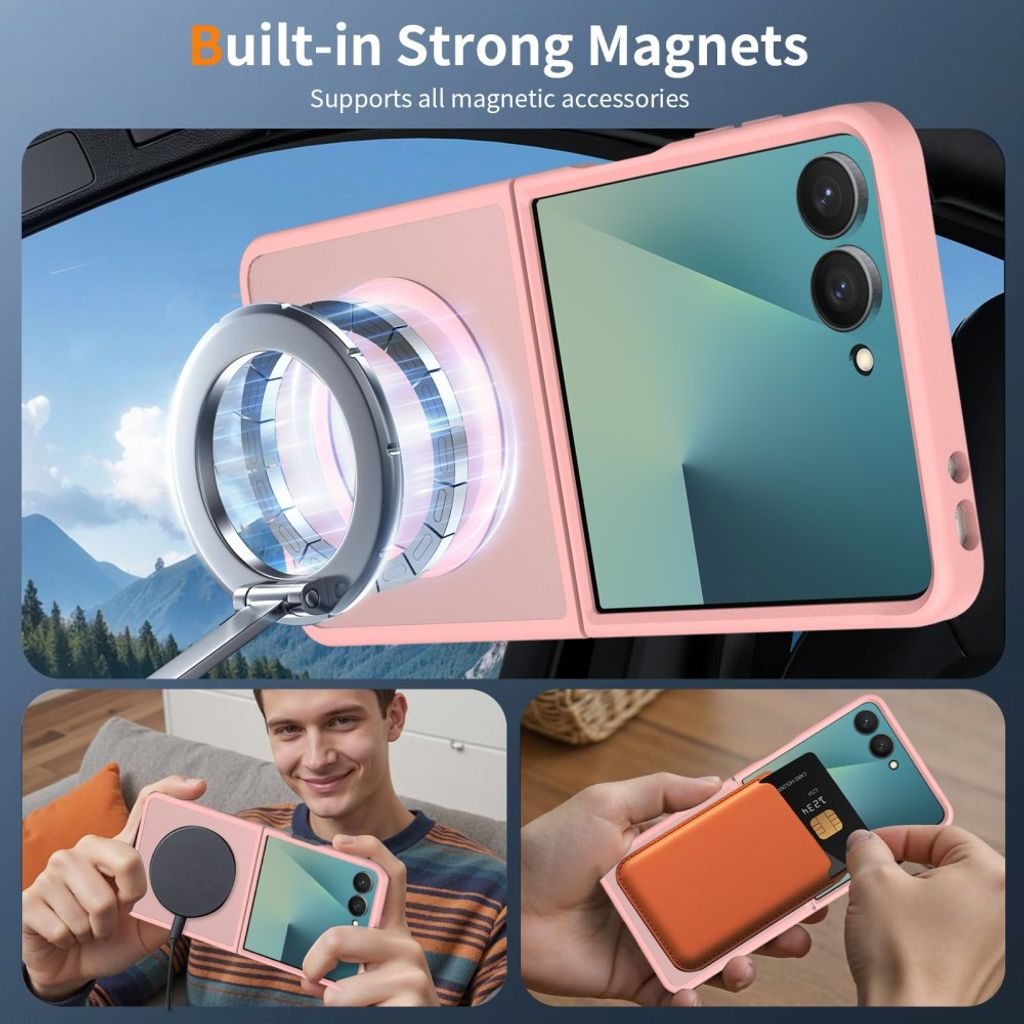 Samsung Galaxy Z Flip8 MagSafe kuori akryylitakalla - Vaaleanpunainen